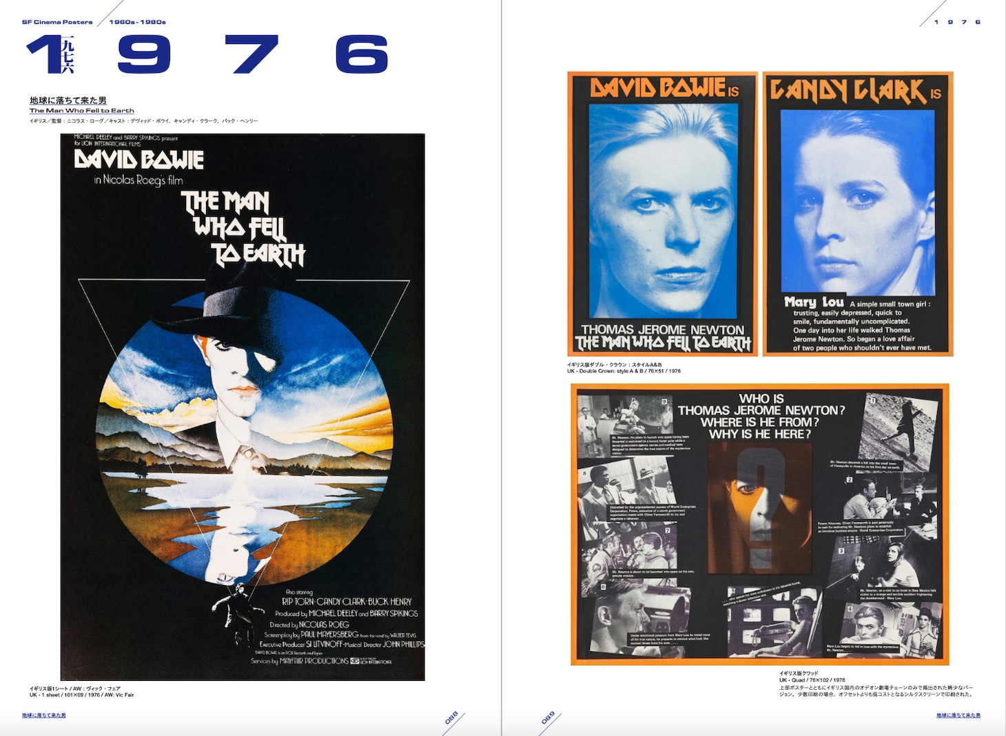 「SF映画ポスター・コレクション ’60s - ’80s」より、「地球に落ちて来た男」のページ