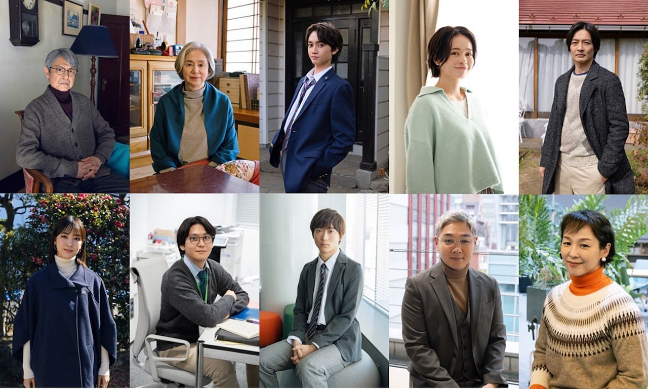 ドラマ「スモークブルーの雨のち晴れ」追加キャスト10名。上段左から升毅、朝加真由美、山本龍人、佐久間麻由、田中幸太朗。下段左から飯窪春菜、佐野和真、蒼井旬、YOUNG DAIS、黒沢あすか