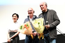 映画「そして彼女たちは」公開記念舞台挨拶の様子。左から河合優実、ジャン＝ピエール・ダルデンヌ、リュック・ダルデンヌ