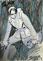 映画「脛擦りの森（すねこすりのもり）」より、柘植伊佐夫による若い男の初期設定画