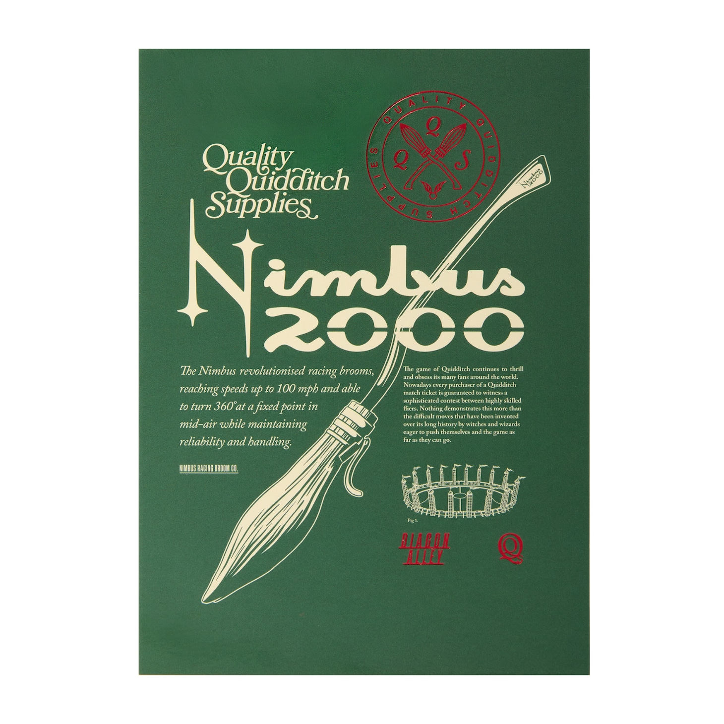 「クィディッチコレクション」ニンバス2000 箔押し ポストカード（税込200円）