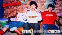 「SUPERBAD 18-years-old collection」ビジュアル。お笑いトリオの四千頭身がモデルを務めた