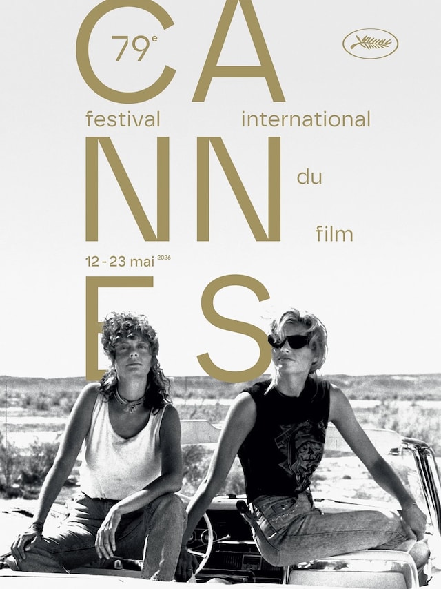 「第79回カンヌ国際映画祭」公式ポスタービジュアル。映画「テルマ＆ルイーズ」の舞台裏で撮影された1枚が使用された