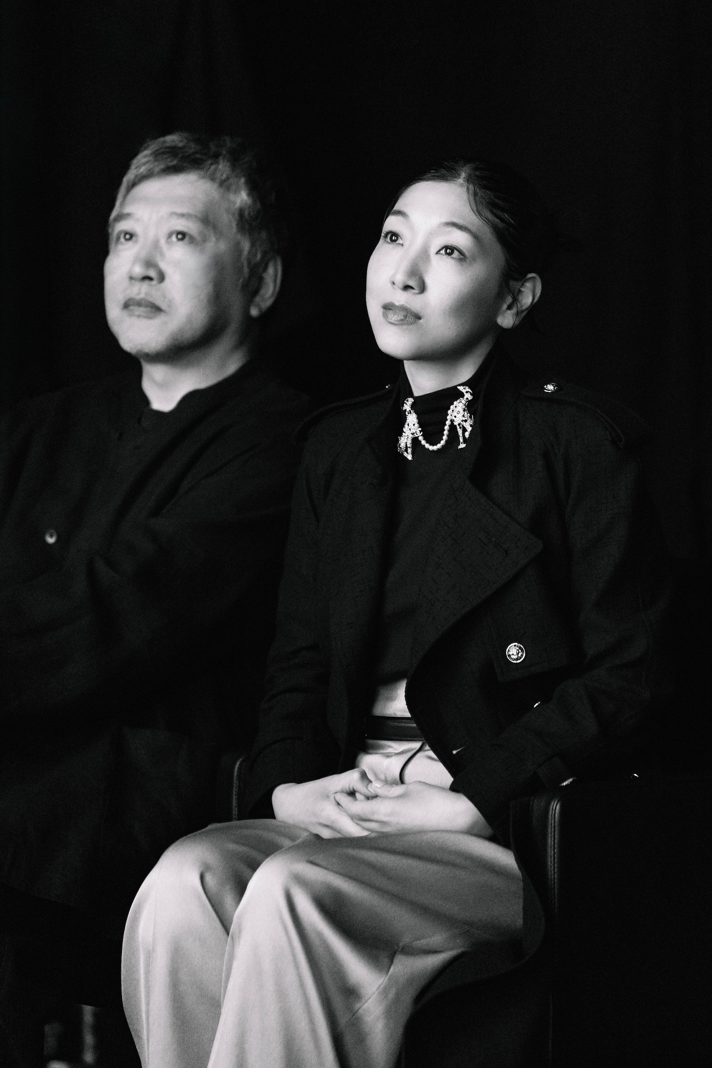 左から是枝裕和、安藤サクラ