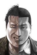 映画「名無し」と、原作マンガ「名無し」のコラボイラスト。左が佐藤二朗演じる“名無し”、右がマンガ版の“名無し”
