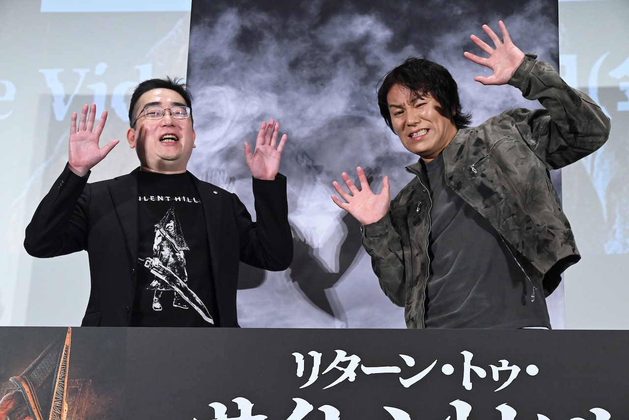 映画「リターン・トゥ・サイレントヒル」試写会イベントに参加した岡本基（左）、狩野英孝（右）