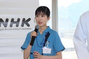「勿忘草の咲く町で ～安曇野診療記～」の記者会見に出席した福本莉子