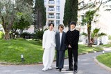 「我々は宇宙人」で第79回カンヌ国際映画祭に参加した（左から）坂東龍汰、門脇康平、岡山天音 ©︎Kaede Wakayama