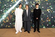 「我々は宇宙人」第79回カンヌ国際映画祭でのワールドプレミアに出席した（左から）坂東龍汰、門脇康平、岡山天音 ©︎Kaede Wakayama