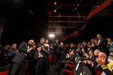 「箱の中の羊」第79回カンヌ国際映画祭 公式上映の様子。左から大悟、桒木里夢、是枝裕和、綾瀬はるか ©︎Kazuko WAKAYAMA