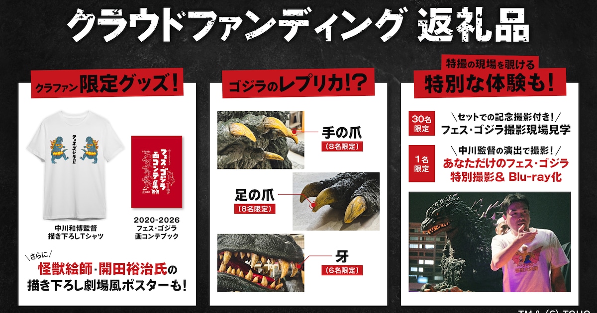 ゴジラの爪や牙が手に入る、バーニングミレゴジスーツ制作プロジェクトの返礼品公開