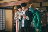 映画「ホーム スイート ホーム」より、左から増子敦貴演じる植木英郎、八村倫太郎演じる植木一郎、駒木根葵汰演じる植木史郎