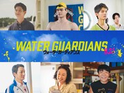 映画「ウォーターガーディアンズ」上段左から緒形敦、石川雷蔵、伊藤佑晟。下段左から岸田研二、黒沢あすか、オラキオ。