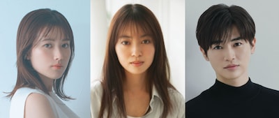 映画「キリコのタクト～YELL～」に出演する井頭愛海（左）、田辺桃子（中央）、西垣匠（右）