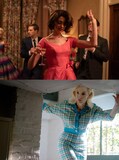 映画「隣人たち」より、アン・ハサウェイ演じるセリーヌ（上）、ジェシカ・チャステイン演じるアリス（下）