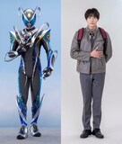仮面ライダーマイス（左）と、秋谷郁甫扮する音澄宙（おとすみそら）