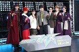 特撮ドラマ「仮面ライダーマイス」記者会見の様子。左から東啓介、安藤奈々子、堀川梨心、秋谷郁甫、安宅波颯 、金子隼也、坪倉康晴