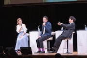 「大河ドラマ『豊臣兄弟！』トークライブ in 福井」の様子。左から宮﨑あおい、池田鉄洋、迫田孝也