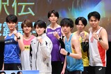 「俺たちの箱根駅伝」第1話完成披露試写会の様子。左から小林虎之介、荒木飛羽、奥智哉、庄司浩平、水沢林太郎、林裕太、菅生新樹