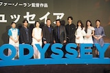 映画「オデュッセイア」大ヒット記念 吹替版上映イベントより、左から白石涼子、榎木淳弥、坂本真綾、平田広明、藤岡弘、、藤岡真威人、藤岡舞衣、天翔天音、天翔愛