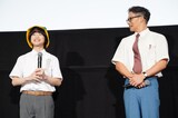 「おいしい給食 season4」最速プレミア上映会より、市原隼人（右）に「オーラがあって」と言う橋本偉成（左）