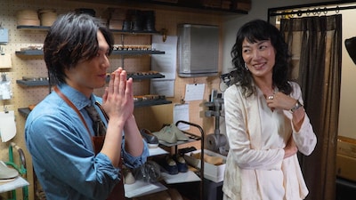 TELASAオリジナル「はだかんぼうたち」スペシャルメイキングより、「東京タワー」で共演した松田元太（左）と板谷由夏（右）