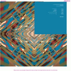 現在「dotlinecircle」で公開されている、アナログ盤ジャケットを開いた状態の写真。これまでの彼女たちの作品とはガラっとイメージを変えた仕上がりのジャケットだ。