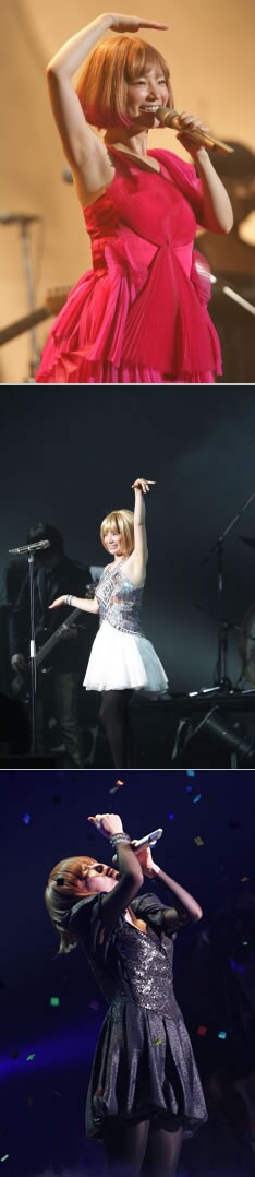 キュートなドレス姿で、重力を感じさせない軽やかなダンスを踊るYUKI。2時間半のステージで会場を大いに沸かせてくれた。