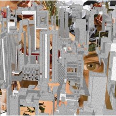 写真はシングル「不時着」。アルバム「TOKYO CITY RHAPSODY」はビルの絵はそのままに背景が水色のジャケットとなる。