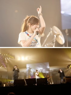 このイベントのために制作された新曲など、見どころ満載だった「POWER OF MUSIC」。今後も定期的に開催してほしいところだ（写真下は絢香×コブクロ）。