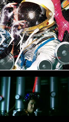 PVでは、ご自慢のアフロに電飾を埋め込んだ近未来的なオカモト"MOBY"タクヤの姿も（写真下）。