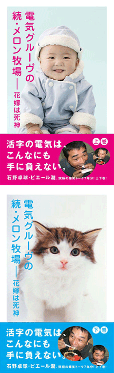 「活字の電気は、こんなにも手に負えない」のキャッチフレーズが光る本作。赤ん坊と猫をフィーチャーした邪気のない表紙が、電気グルーヴのアダルトな魅力を際だたせている。