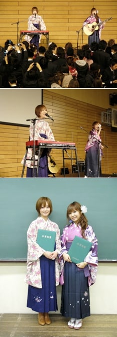 奇しくも当日は互いに同じ紫色の袴だった2人。卒業式のエピソードはオフィシャルブログにも綴られているのでチェックしてみよう。