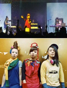 コスプレ衣装に身を包んだアニメ・ゲームマニア2,000人を前に行われた「Anime Matsuri」。NIRGILISはステージ上に人工雪を噴射し、雪の降らないヒューストンの観客たちを魅了した（写真上）。