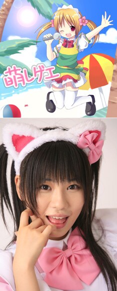 「BE TOGETHER」「そばかす」を歌っている桜川ひめこは、不思議の国から来た“いもうと属性アキバ系アイドル”。ネコ耳とピンクのメイド服がトレードマークだ。