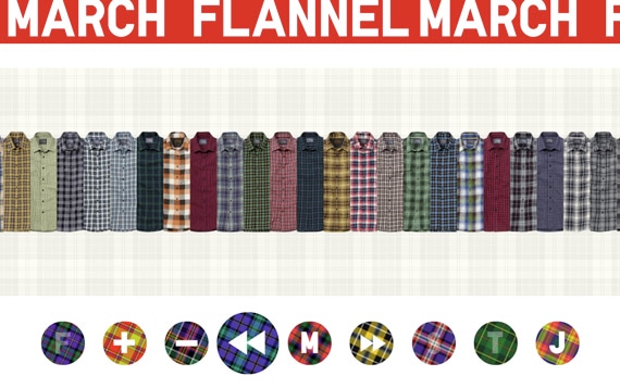「F」ボタンを押すと、フランネルシャツによる「FLANNEL MARCH」に切り替わる。