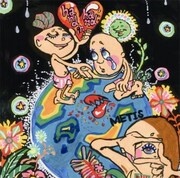 「手をつなごう」のジャケットは、Metis直筆のイラストを使用したポップなデザイン。