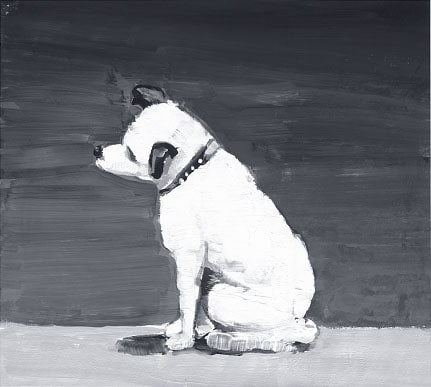 亡くなった飼い主の声が吹き込まれた蓄音機に耳を傾けている姿で有名なニッパー。今回のジャケットでは、イラストレーターの五木田智央が彼を描いている。