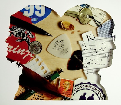 堀込兄弟のシルエットにさまざまなアイテムが見え隠れする「KIRINJI 19982008 10th Anniversary Celebration」ジャケット。初回盤（写真）には高音質CD「HQCD」が採用されている。