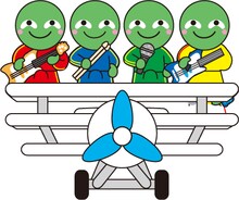 三翼機に乗った「TRIPLANEもっこり」。