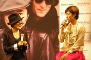 コメントするBONNIE PINK（右）とそれを見つめるオノ・ヨーコ（左）。