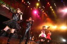 11月22日に赤坂BLITZにて開催されたライブイベント「Live 5pb.」では、アルバム発売に先駆けて「トランス北斗の拳」収録楽曲が披露された（写真は左から下田麻美、クリスタルキング、桃井はるこ、滝田樹里）。