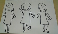 似顔絵（顔のみ）に加え、新たに全身イラストも公開されたCOSMETICS（絵：ふかわりょう）。モザイクのかかった動画に対して、ふかわは「忘れないで下さい。みなさんの愛が、彼女たちにふりかかるモザイクを払拭し、彼女たちをスターに仕立て上げるんです」とコメントしている。