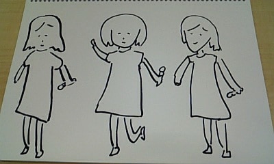 似顔絵（顔のみ）に加え、新たに全身イラストも公開されたCOSMETICS（絵：ふかわりょう）。モザイクのかかった動画に対して、ふかわは「忘れないで下さい。みなさんの愛が、彼女たちにふりかかるモザイクを払拭し、彼女たちをスターに仕立て上げるんです」とコメントしている。