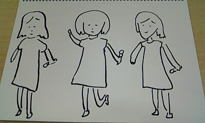 似顔絵（顔のみ）に加え、新たに全身イラストも公開されたCOSMETICS（絵：ふかわりょう）。モザイクのかかった動画に対して、ふかわは「忘れないで下さい。みなさんの愛が、彼女たちにふりかかるモザイクを払拭し、彼女たちをスターに仕立て上げるんです」とコメントしている。