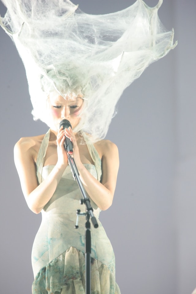 写真は「椎名林檎(生)林檎博'08～10周年記念祭～」のひとコマ。この模様を収めたDVD「Ringo EXPO 08」は明日3月11日にリリースされる。