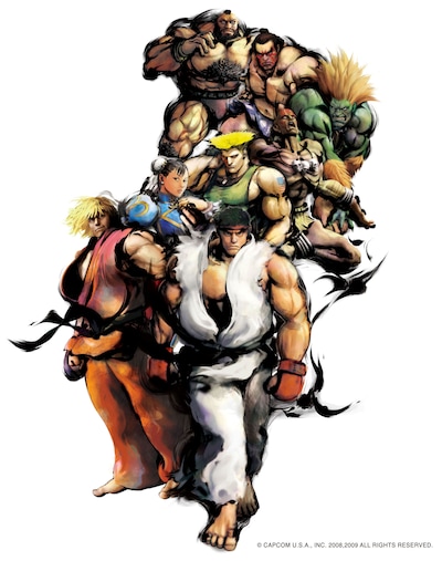 上の画像は「ストリートファイターIV」に登場するキャラクターたち。