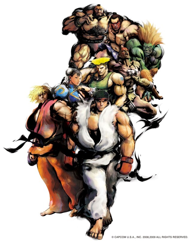 上の画像は「ストリートファイターIV」に登場するキャラクターたち。
