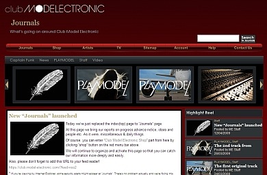 「Club Model Electronic」ログイン後の画面。なおTatsuya Oeは、8～9月のCDリリースを目指してCAPTAIN FUNKの作品も並行して制作中とのこと。