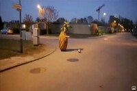 夜のマルメ市街を疾走するパイナップル。